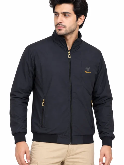 Premium Navy Blue Stand-Collar Winter Jacket For Men  HP 702