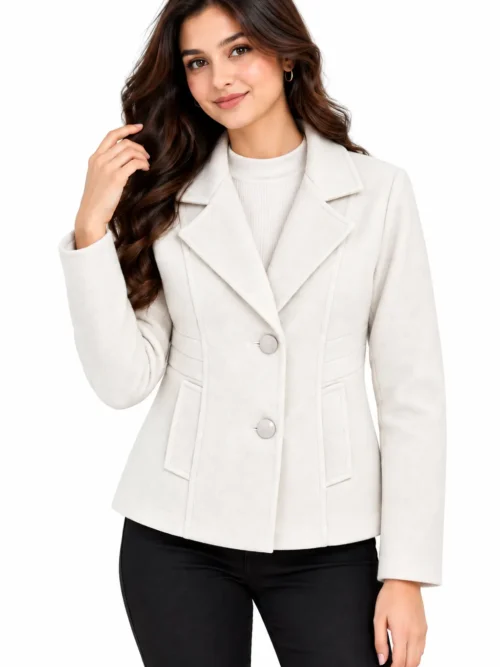 premium white women’s winter blazer jacket   AK 791702