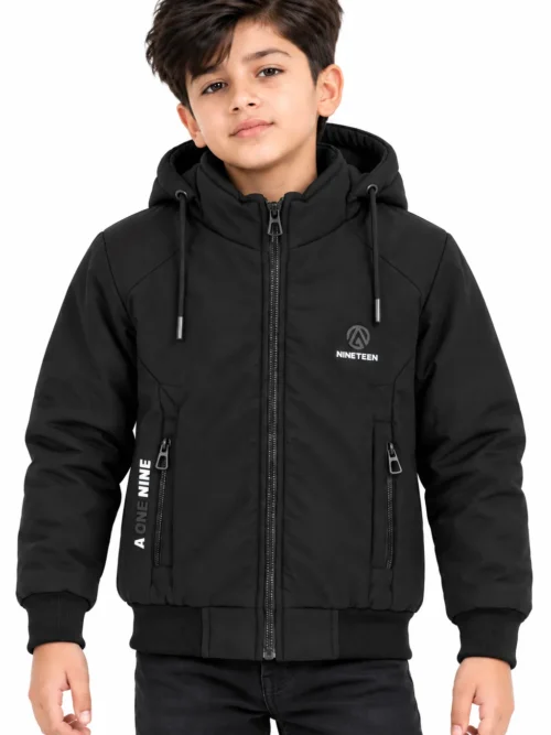 Boys Black Winter Jacket with Zip Pockets  BB13018