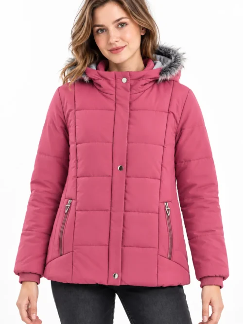 stylish pink puffer winter jackets for women LM 2052