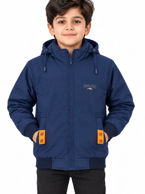 Kids' Premium Navy Blue Hooded Winter Jacket BB 1720