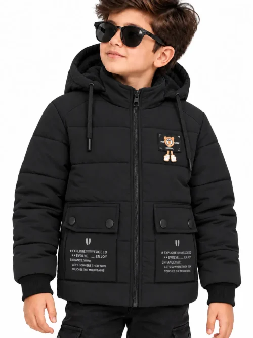 Kids Black Premium Winter Jacket with Hood   BC 135419