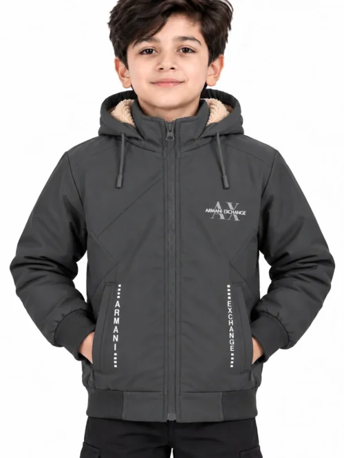 Kids' Charcoal Grey Hooded Winter Jacket  BB 2610