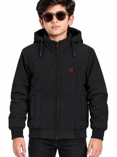Kids' Black Premium Hooded Winter Jacket  BB 2129