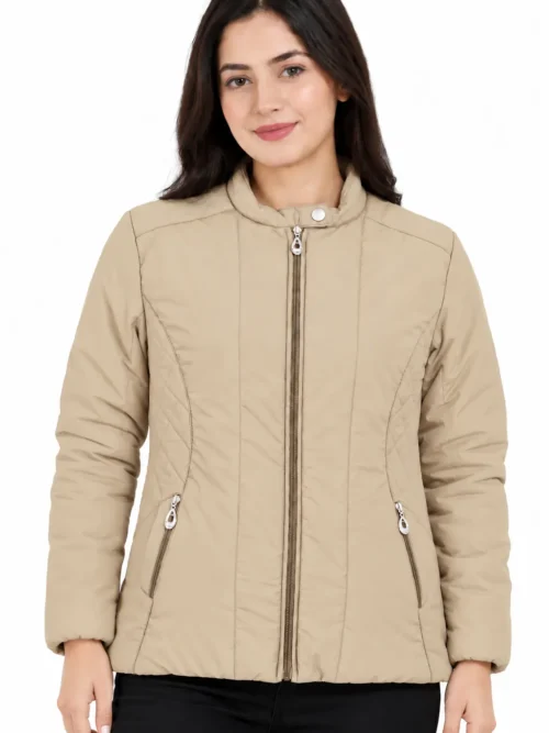 stylish beige winter jackets for women with full sleeve LM 1634