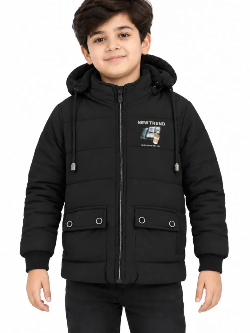 Kids Black Premium Hooded Winter Jacket BC 5617