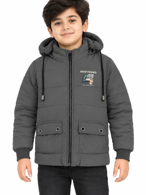 Kids Charcoal Grey Premium Padded Winter Jacket  BC 5617