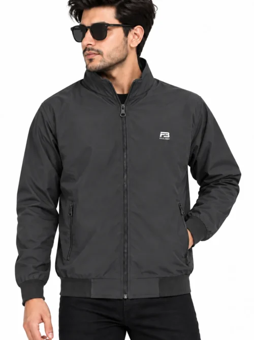 Men's Charcoal Grey Winter Jacket with Zipper Pockets  HP 2700