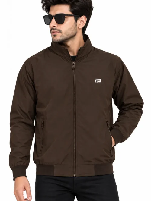 Men's Chocolate Brown Winter Jacket with Zipper Pockets  HP 2700