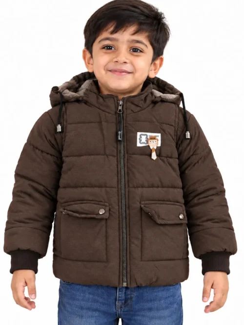 Kids Premium Dark Brown Winter Jacket with Hood   BC 5621