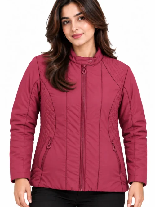 Women's Berry Pink Quilted Winter Jacket  LM 3306