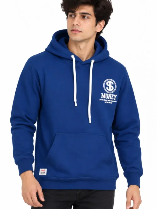 Men's Royal Blue Printed Hoodie with  Pocket  NGH 2T-210-8