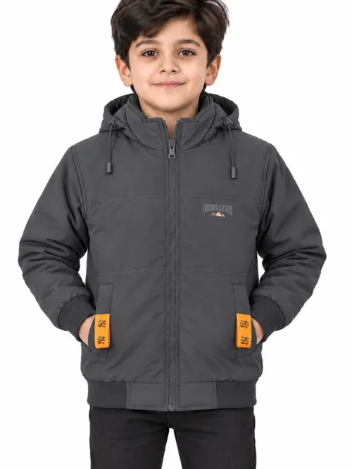 Kids' Charcoal Grey Hooded Winter Jacket BB 1720