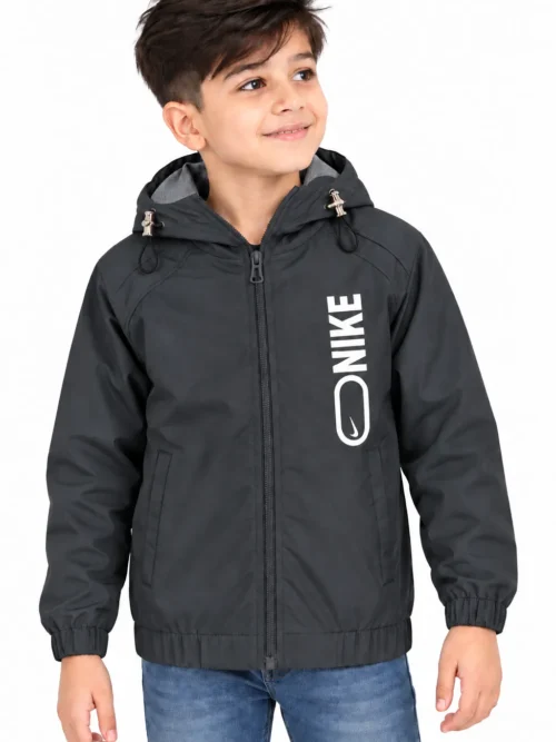 Boys' Charcoal Grey premium Hooded Winter Jacket  BB 3170