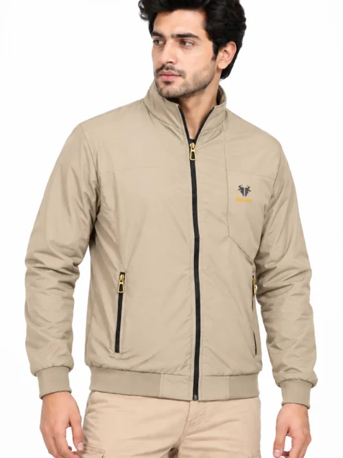 Premium Beige Stand-Collar Winter Jacket For Men  HP 702