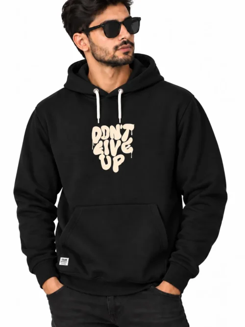 Men's Black Printed Pullover Hoodie  NGH 2T-210-20