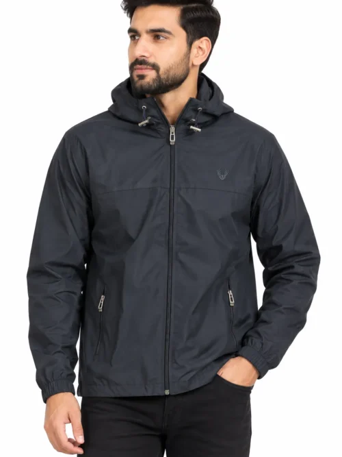 stylish Men’s Black Hooded Winter Jacket   GD 4950
