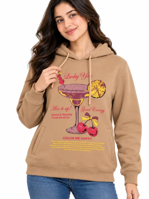 Women's Tan Brown Winter Hoodie  AT 2907
