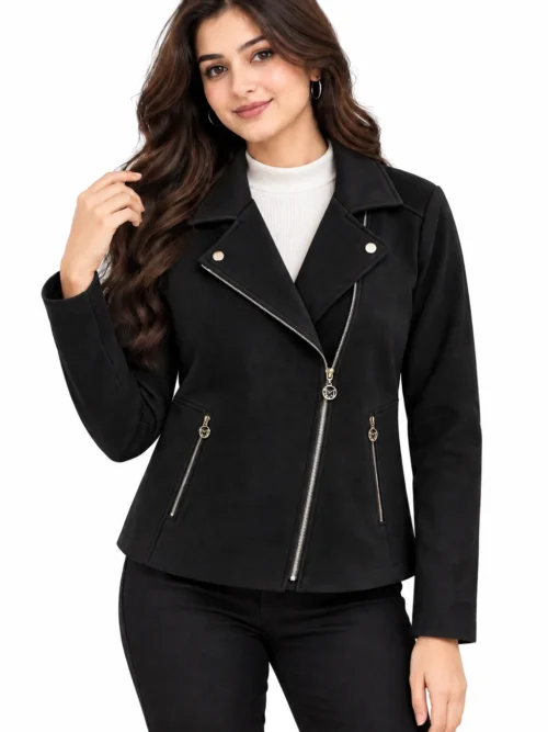 stylish premium black winter jacket for women   AK 95152