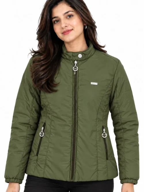 olive green premium winter jacket for women LM 1633