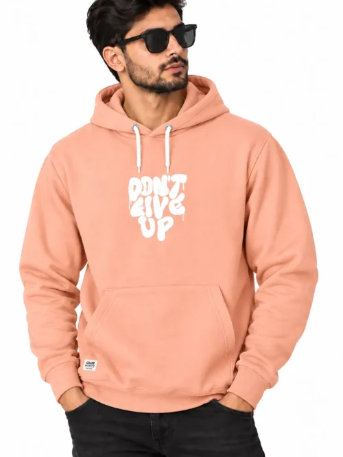 Men's Peach Pink Printed Pullover Hoodie  NGH_2T-210-20