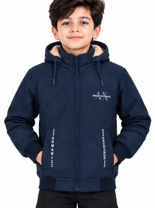 Kids' Navy Blue Hooded Winter Jacket BB 2610